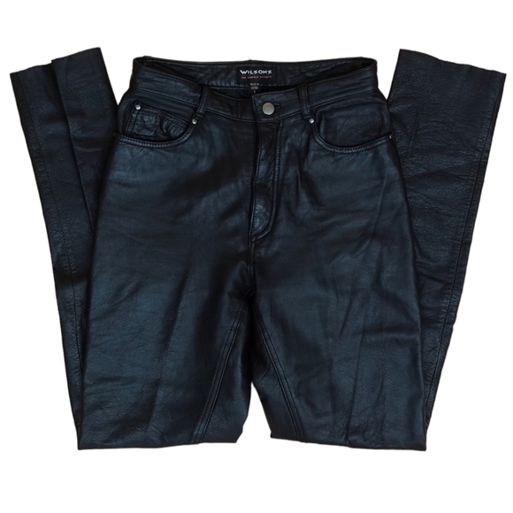 Wilson's 100% Real Genuine Black Leather Vintage High Waist Jeans - 6 - Picture 2 of 13